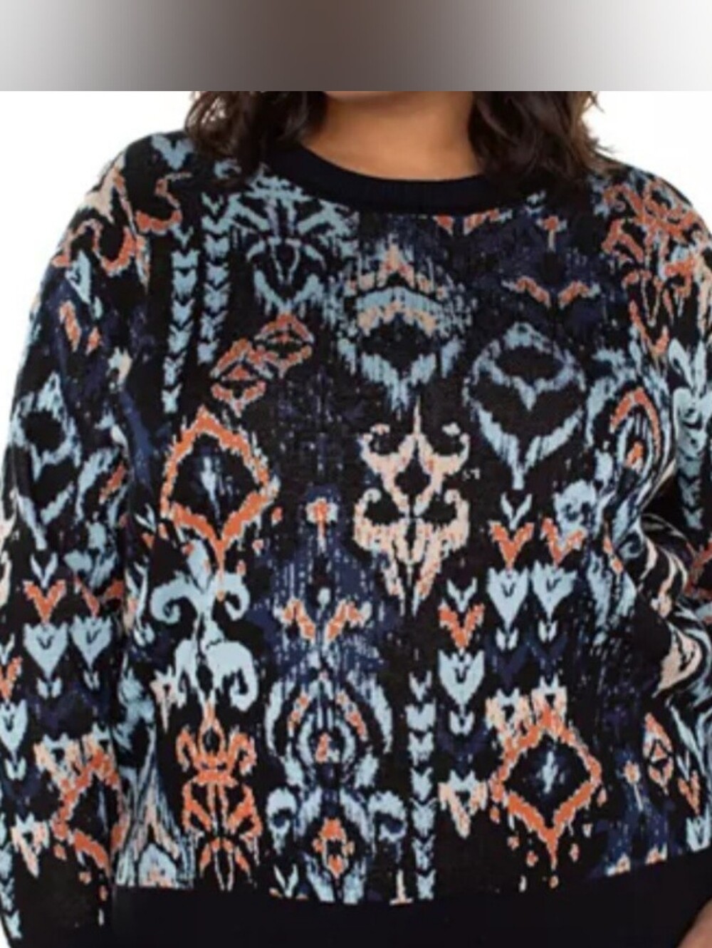 Liverpool Los Angeles Jacquard Drop Shoulder Crewneck Sweater Plus Size 1X NWT